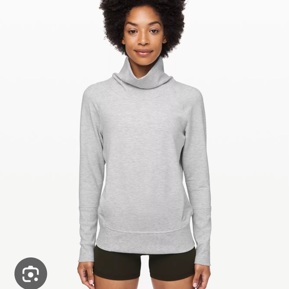 Lululemon Women High Lines Cowl Neck Pullover Sweatshirt Grey Size 8 - Picture 1 of 6